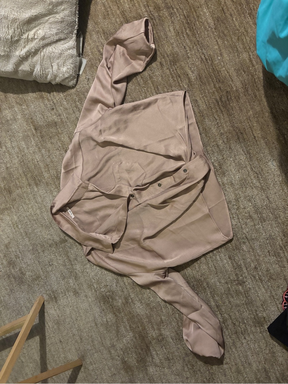 miami Blush Pink Button-Front Satin Blouse